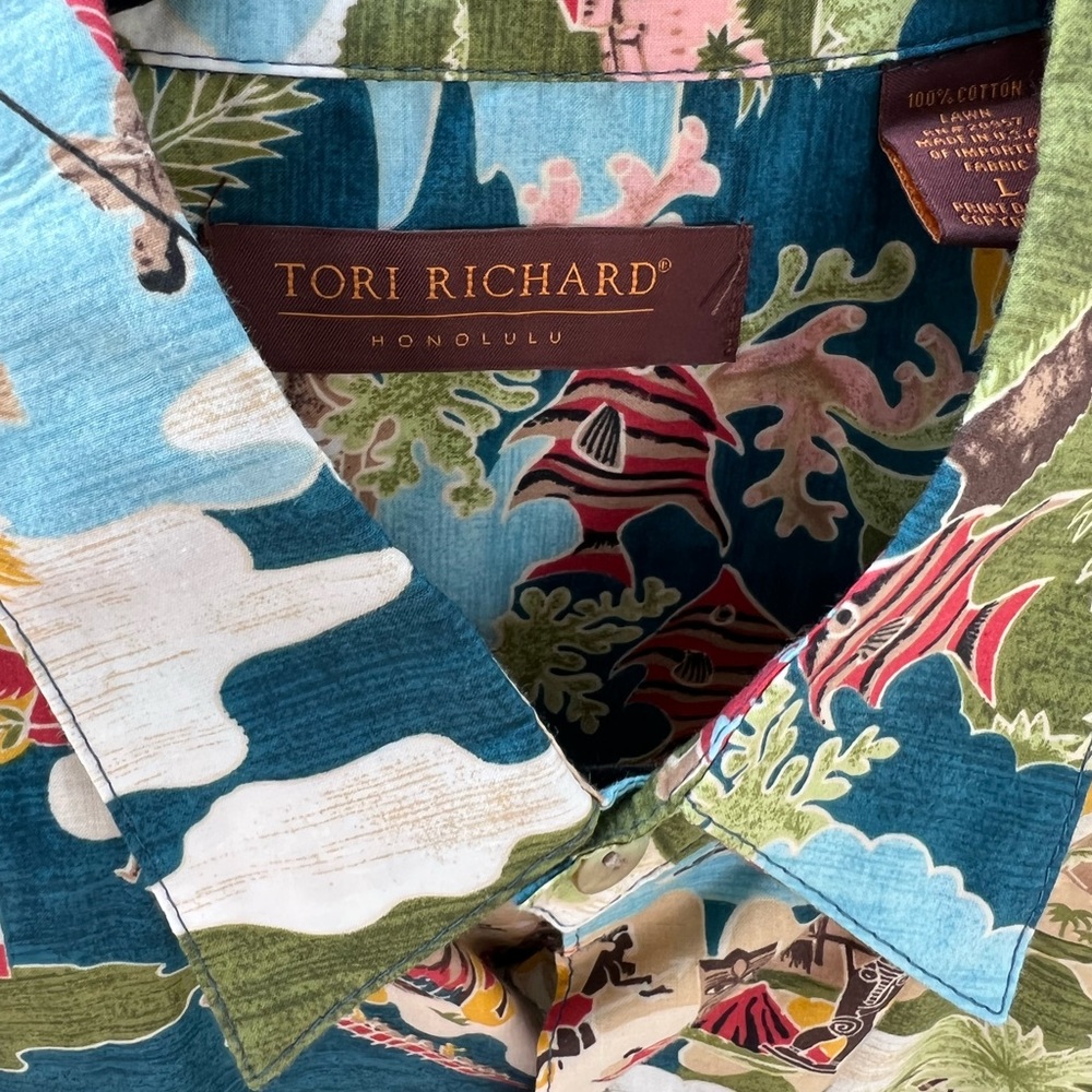 Tori Richard Hawaiian shirt sz L Matson cruise ship theme cotton - Picture 6 of 6